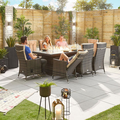 Ruxley 8 Seat Dining Set - 2m x 1m Rectangular Firepit Table