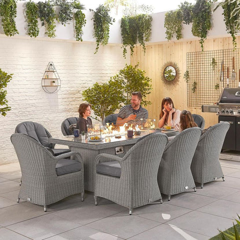 Leeanna 8 Seat Dining Set - 2m x 1m Rectangular Firepit Table
