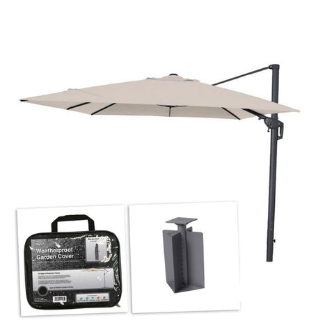 Galaxy 3m Square Cantilever Parasol with In-Ground Base & Cover
