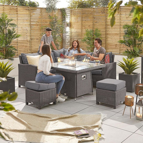 Compact Ciara Casual Dining Corner Sofa Set with Firepit Table