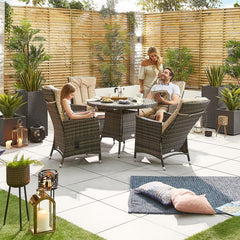 Brown Rattan with Beige Cushions