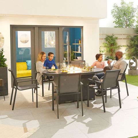 Milano 6 Seat Dining Set - 1.6m x 1m Oval Firepit Table