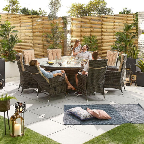 Ruxley 8 Seat Dining Set - 1.8m Round Firepit Table