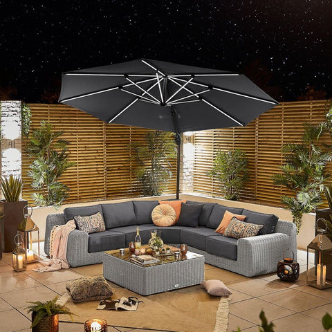 Galaxy 3.5m Round Cantilever Parasol with LED Lights