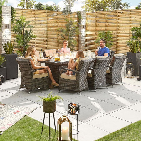 Olivia 8 Seat Dining Set - 2m x 1m Rectangular Firepit Table