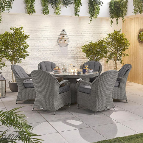 Leeanna 6 Seat Dining Set - 1.5m Round Firepit Table