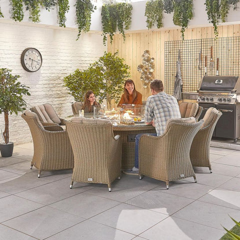 Camilla 8 Seat Dining Set - 1.8m Round Firepit Table