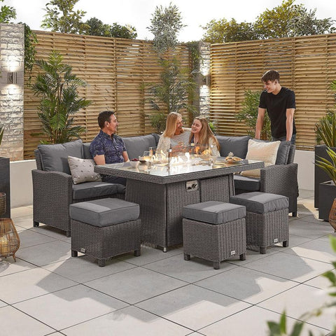 Ciara Right Hand Casual Dining Corner Sofa Set with Firepit Table