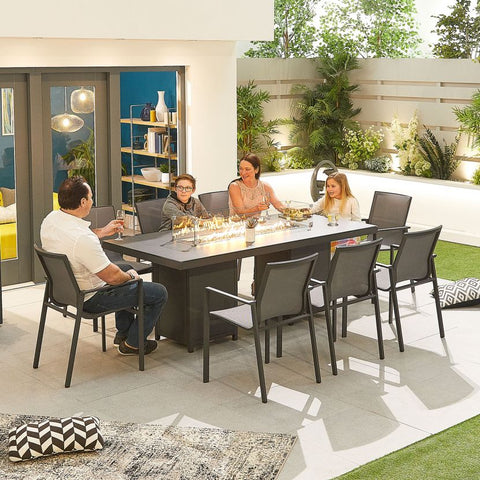 Milano 8 Seat Dining Set - 2m x 1m Rectangular Firepit Table